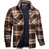 imageMAGCOMSEN Mens Flannel Shirts Long Sleeve Quilted Lined Button Down Plaid Flannel Jacket Heavyweight Warm Winter CoatBrown Yellow