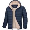 imageMAGCOMSEN Mens Puffer Jacket with Hood Fleece lined Warm Puffer Coats Water Resistant Down Jacket Zip Up Winter JacketsNavy