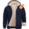 imageMAGCOMSEN Mens Zip Up Hoodie Sherpa Lined Hooded Sweatshirt Winter Heavyweight Hoodies Warm Thick Fleece JacketNavy
