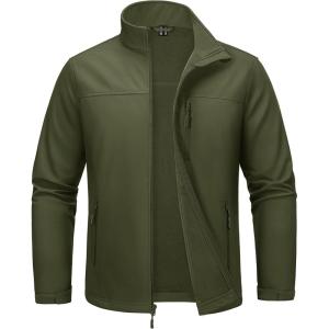 imageMAGCOMSEN Mens Lightweight Softshell Jacket Fleece Lined Tactical Waterproof Windbreaker Rain Jacket for Outdoor HikingArmy Green