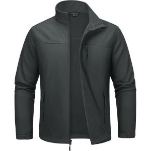 imageMAGCOMSEN Mens Lightweight Softshell Jacket Fleece Lined Tactical Waterproof Windbreaker Rain Jacket for Outdoor HikingDark Grey