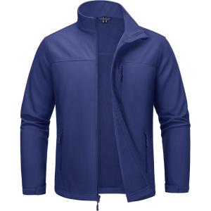 imageMAGCOMSEN Mens Lightweight Softshell Jacket Fleece Lined Tactical Waterproof Windbreaker Rain Jacket for Outdoor HikingRoyal Blue