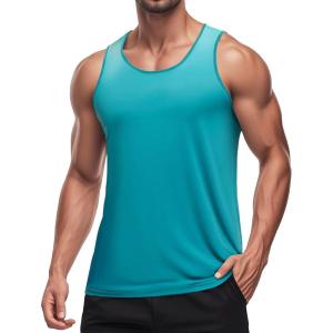 imageMAGCOMSEN Mens Muscle Tank Tops UPF80 Workout Tank Sleeveless Quick Dry Bodybuilding ShirtsGreen