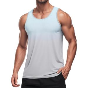 imageMAGCOMSEN Mens Muscle Tank Tops UPF80 Workout Tank Sleeveless Quick Dry Bodybuilding ShirtsGrey Blue