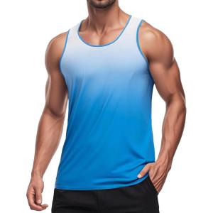 imageMAGCOMSEN Mens Muscle Tank Tops UPF80 Workout Tank Sleeveless Quick Dry Bodybuilding ShirtsWhite Blue