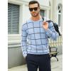 imageMAGCOMSEN Mens Crewneck Sweaters Cotton Lightweight Plaid Pullover Sweater Warm Casual Fall Winter SweatshirtsLight Blue