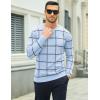 imageMAGCOMSEN Mens Crewneck Sweaters Cotton Lightweight Plaid Pullover Sweater Warm Casual Fall Winter SweatshirtsLight Blue
