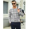 imageMAGCOMSEN Mens Crewneck Sweaters Cotton Lightweight Plaid Pullover Sweater Warm Casual Fall Winter SweatshirtsLight Grey