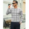 imageMAGCOMSEN Mens Crewneck Sweaters Cotton Lightweight Plaid Pullover Sweater Warm Casual Fall Winter SweatshirtsLight Grey