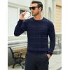 imageMAGCOMSEN Mens Crewneck Sweaters Cotton Lightweight Plaid Pullover Sweater Warm Casual Fall Winter SweatshirtsNavy