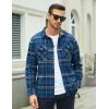 imageMAGCOMSEN Mens Flannel Shirts Long Sleeve Plaid Shirt Button Up Casual Shirts Lightweight Shirt Jacket with 2 PocketsBlue Grey