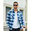 imageMAGCOMSEN Mens Flannel Shirts Long Sleeve Plaid Shirt Button Up Casual Shirts Lightweight Shirt Jacket with 2 PocketsBlue White