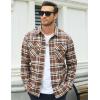 imageMAGCOMSEN Mens Flannel Shirts Long Sleeve Plaid Shirt Button Up Casual Shirts Lightweight Shirt Jacket with 2 PocketsBrown