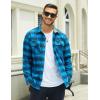 imageMAGCOMSEN Mens Flannel Shirts Long Sleeve Plaid Shirt Button Up Casual Shirts Lightweight Shirt Jacket with 2 PocketsColor Blue