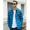 imageMAGCOMSEN Mens Flannel Shirts Long Sleeve Plaid Shirt Button Up Casual Shirts Lightweight Shirt Jacket with 2 PocketsColor Blue