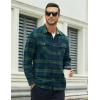 imageMAGCOMSEN Mens Flannel Shirts Long Sleeve Plaid Shirt Button Up Casual Shirts Lightweight Shirt Jacket with 2 PocketsGreen