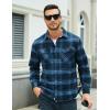 imageMAGCOMSEN Mens Flannel Shirts Long Sleeve Plaid Shirt Button Up Casual Shirts Lightweight Shirt Jacket with 2 PocketsGrey Blue