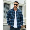 imageMAGCOMSEN Mens Flannel Shirts Long Sleeve Plaid Shirt Button Up Casual Shirts Lightweight Shirt Jacket with 2 PocketsGrey Blue