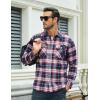 imageMAGCOMSEN Mens Flannel Shirts Long Sleeve Plaid Shirt Button Up Casual Shirts Lightweight Shirt Jacket with 2 PocketsRed White