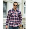 imageMAGCOMSEN Mens Flannel Shirts Long Sleeve Plaid Shirt Button Up Casual Shirts Lightweight Shirt Jacket with 2 PocketsRed White