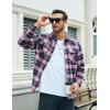 imageMAGCOMSEN Mens Flannel Shirts Long Sleeve Plaid Shirt Button Up Casual Shirts Lightweight Shirt Jacket with 2 PocketsRed White