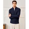 imageMAGCOMSEN Mens Sweaters 14 Zip Knit Waffle Textured Pullover for Fall Winter Warm Soft SweaterNavy