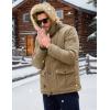 imageMAGCOMSEN Mens Winter Jacket Fleece Lined Water Repellent Windproof Warm Parka Winter Coat with HoodKhaki