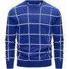 imageMAGCOMSEN Mens Crewneck Sweaters Cotton Lightweight Plaid Pullover Sweater Warm Casual Fall Winter SweatshirtsBlue