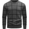 imageMAGCOMSEN Mens Crewneck Sweaters Cotton Lightweight Plaid Pullover Sweater Warm Casual Fall Winter SweatshirtsDark Grey