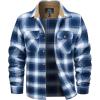 imageMAGCOMSEN Mens Flannel Shirts Long Sleeve Plaid Shirt Button Up Casual Shirts Lightweight Shirt Jacket with 2 PocketsBlue White
