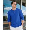 imageMAGCOMSEN Mens Henley Long Sleeve Shirt Cotton Lightweight Tee Shirts Casual Basic Tees with PocketCloor Blue