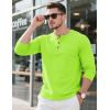 imageMAGCOMSEN Mens Henley Long Sleeve Shirt Cotton Lightweight Tee Shirts Casual Basic Tees with PocketFl Green