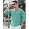 imageMAGCOMSEN Mens Henley Long Sleeve Shirt Cotton Lightweight Tee Shirts Casual Basic Tees with PocketGrey Green