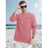 imageMAGCOMSEN Mens Henley Long Sleeve Shirt Cotton Lightweight Tee Shirts Casual Basic Tees with PocketGrey Pink