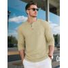 imageMAGCOMSEN Mens Henley Long Sleeve Shirt Cotton Lightweight Tee Shirts Casual Basic Tees with PocketKhaki
