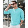 imageMAGCOMSEN Mens Henley Long Sleeve Shirt Cotton Lightweight Tee Shirts Casual Basic Tees with PocketLakeblue