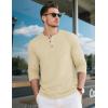 imageMAGCOMSEN Mens Henley Long Sleeve Shirt Cotton Lightweight Tee Shirts Casual Basic Tees with PocketLight Apricot