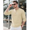 imageMAGCOMSEN Mens Henley Long Sleeve Shirt Cotton Lightweight Tee Shirts Casual Basic Tees with PocketLight Apricot