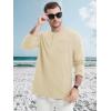 imageMAGCOMSEN Mens Henley Long Sleeve Shirt Cotton Lightweight Tee Shirts Casual Basic Tees with PocketLight Apricot