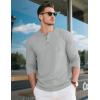 imageMAGCOMSEN Mens Henley Long Sleeve Shirt Cotton Lightweight Tee Shirts Casual Basic Tees with PocketLight Grey