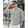 imageMAGCOMSEN Mens Henley Long Sleeve Shirt Cotton Lightweight Tee Shirts Casual Basic Tees with PocketLight Grey