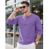 imageMAGCOMSEN Mens Henley Long Sleeve Shirt Cotton Lightweight Tee Shirts Casual Basic Tees with PocketLight Purple