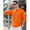 imageMAGCOMSEN Mens Henley Long Sleeve Shirt Cotton Lightweight Tee Shirts Casual Basic Tees with PocketOrange