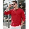imageMAGCOMSEN Mens Henley Long Sleeve Shirt Cotton Lightweight Tee Shirts Casual Basic Tees with PocketTomato Red