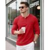 imageMAGCOMSEN Mens Henley Long Sleeve Shirt Cotton Lightweight Tee Shirts Casual Basic Tees with PocketTomato Red