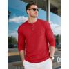 imageMAGCOMSEN Mens Henley Long Sleeve Shirt Cotton Lightweight Tee Shirts Casual Basic Tees with PocketTomato Red