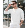 imageMAGCOMSEN Mens Henley Long Sleeve Shirt Cotton Lightweight Tee Shirts Casual Basic Tees with PocketWhite