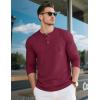 imageMAGCOMSEN Mens Henley Long Sleeve Shirt Cotton Lightweight Tee Shirts Casual Basic Tees with PocketWine Red