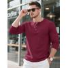 imageMAGCOMSEN Mens Henley Long Sleeve Shirt Cotton Lightweight Tee Shirts Casual Basic Tees with PocketWine Red