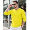 imageMAGCOMSEN Mens Henley Long Sleeve Shirt Cotton Lightweight Tee Shirts Casual Basic Tees with PocketYellow